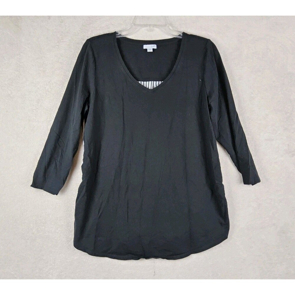 J Jill Women’s Long Sleeve Multi Media Back Button Top Size M